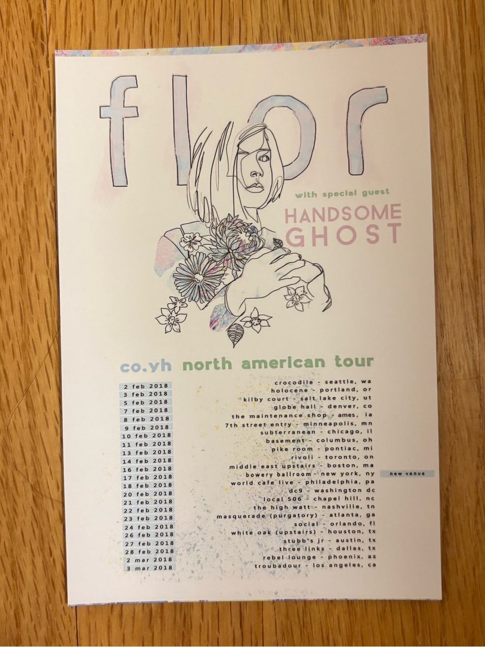 Flor band tour double sided promo card